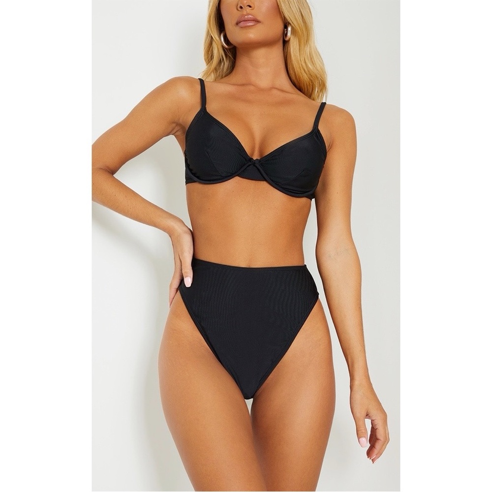 Black Mix & Match High Waisted High Leg Bikini Bottoms